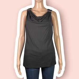 Vince Camuto Black Cowl Neck Top With Gold Toned Hardware Size Small - "Gwen"